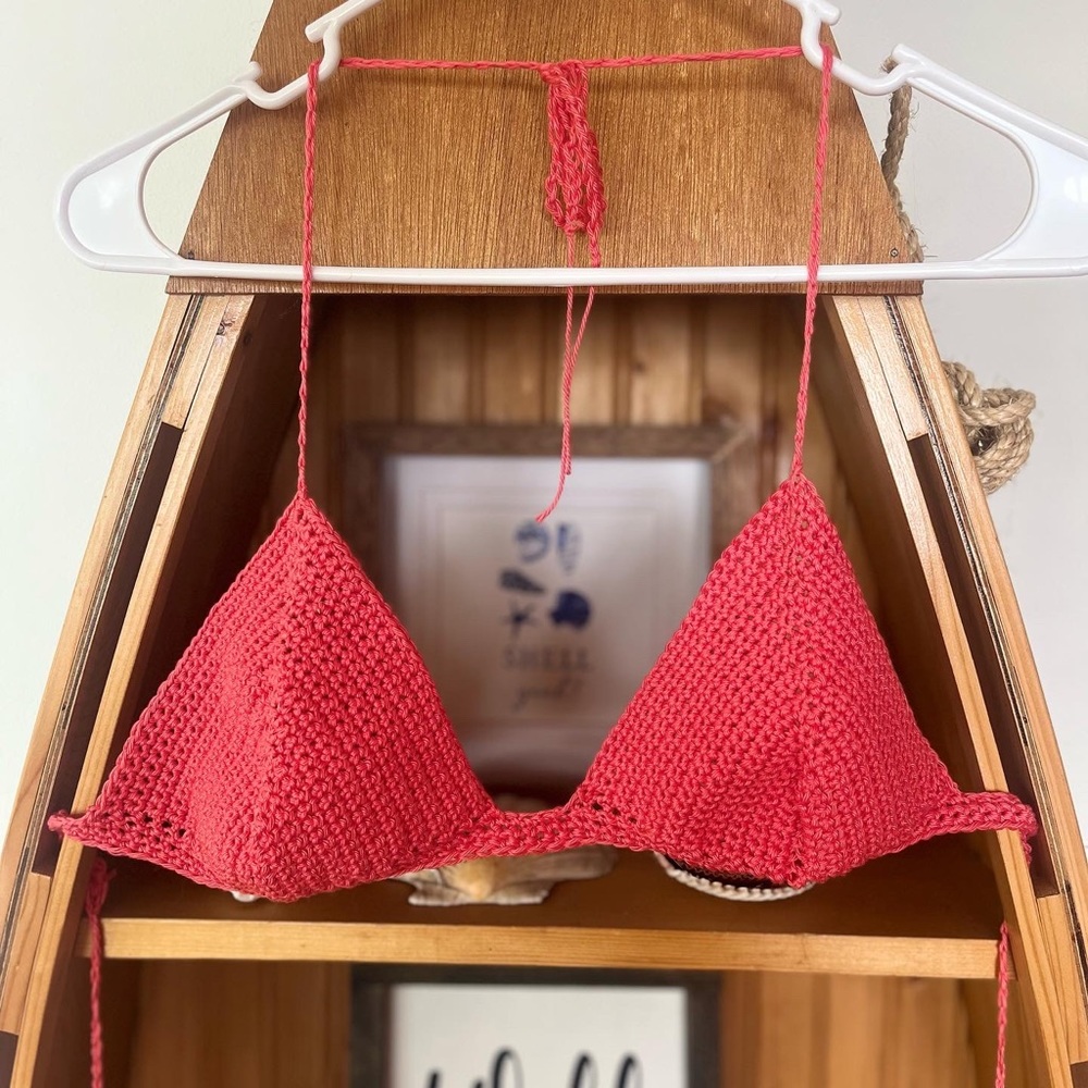 Crocheted Watermelon Pink Bikini Top